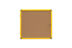 Bi-Office Ultrabrite Cork Noticeboard Display Case Lockable Yellow Aluminium Frame 9 x A4 DD