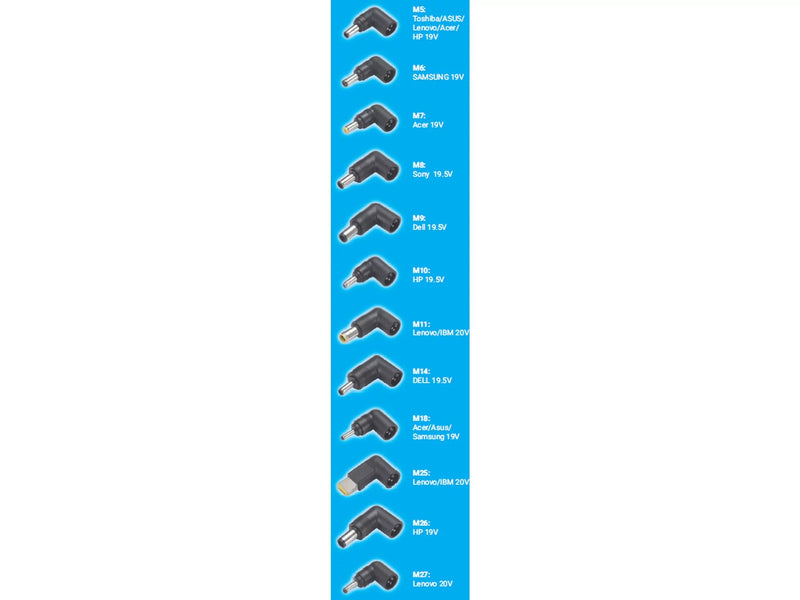 Sandberg Universal 90W Laptop PSU, 15-20V/6A Max, 12 Adapters, UK & EU Power Cables