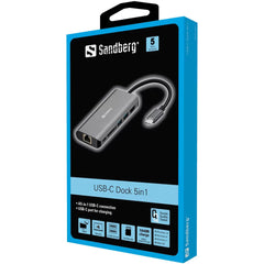 Sandberg USB 3.1 Type-C Dock - HDMI, USB 3.0, USB-C, RJ45, Aluminium, 5 Year Warranty