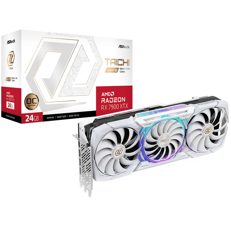 Asrock RX7900 XTX TAICHI White OC, PCIe4, 24GB DDR6, HDMI, 3 DP, 2680MHz Clock, Overclocked, RGB