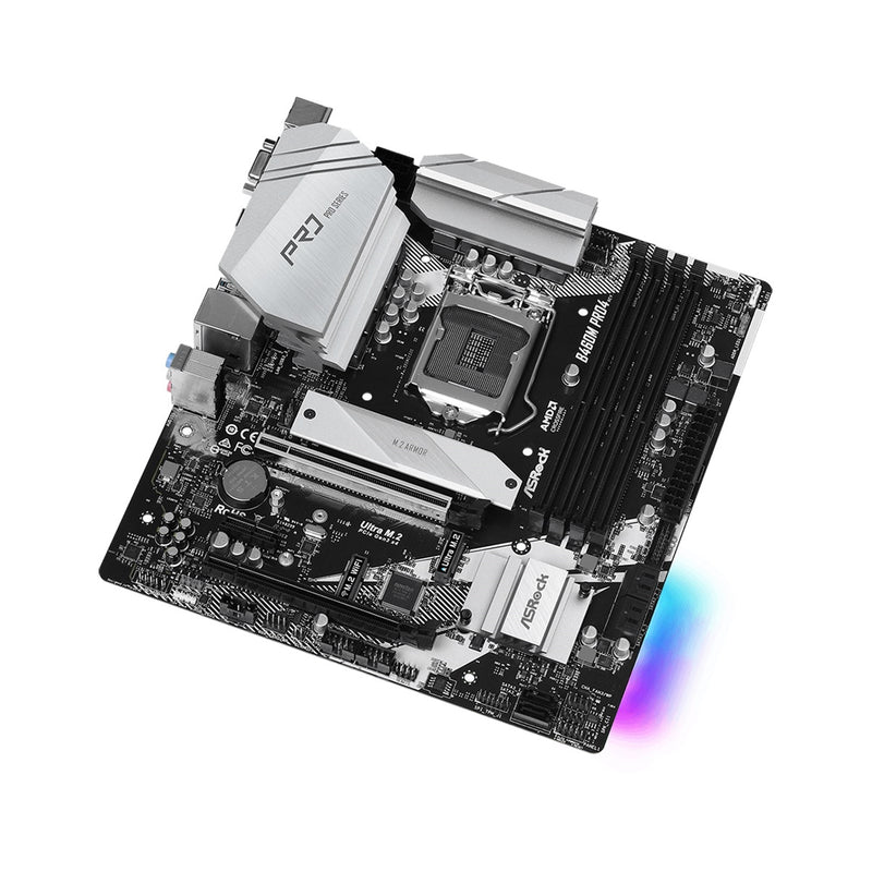 ASRock B460M Pro4 Intel Socket 1200 10th Gen Micro ATX HDMI/VGA/DisplayPort Dual M.2 USB C RGB Motherboard