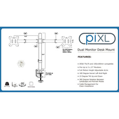 piXL Double Monitor Arm, For Upto 2x 27