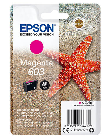 Epson 603 Starfish Magenta Standard Capacity Ink Cartridge 2.4ml - C13T03U34010