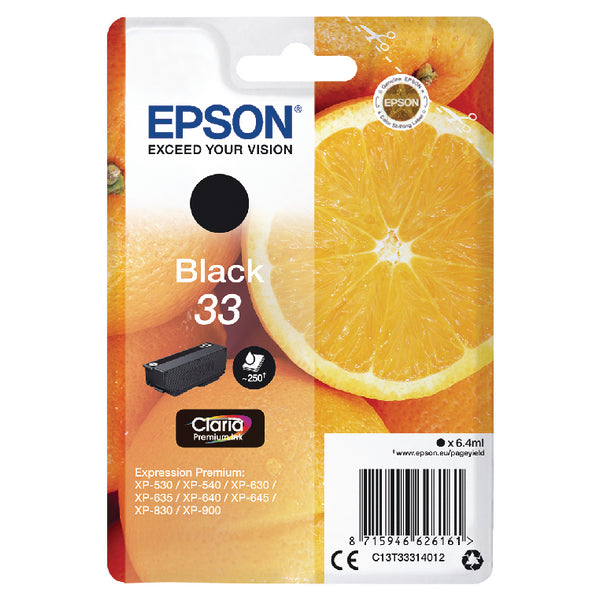 Epson 33 Oranges Black Standard Capacity Ink Cartridge 6ml - C13T33314012