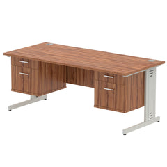 Impulse 1800mm Cable Managed Straight Desk With Fixed Pedestal