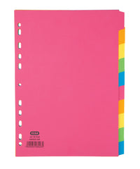 Elba Bright Coloured Card Dividers A4 Multipunched 10 Part