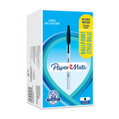 Paper Mate Stick Ballpoint Pen 1.0mm Tip 0.7mm Line Black (Pack 50)