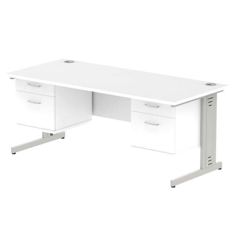 Impulse 1800mm Cable Managed Straight Desk With Fixed Pedestal