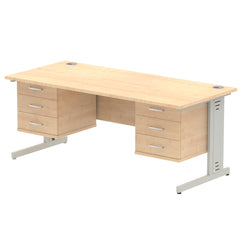 Impulse 1800mm Cable Managed Straight Desk With Fixed Pedestal