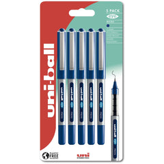 uni-ball Eye Micro UB-150 Liquid Ink Rollerball Pen 0.5mm Tip 0.3mm Line Plastic Free Packaging Blue (Pack 5)