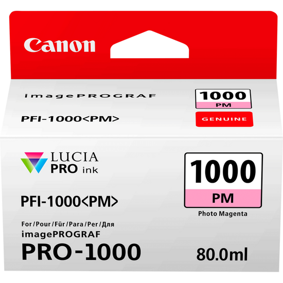 Canon PFI1000PM Photo Magenta Standard Capacity Ink Cartridge 80ml - 0551C001