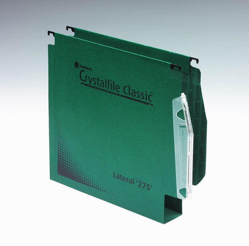 Rexel Crystalfile Classic 275 Foolscap Lateral Suspension File Manilla 50mm Green (Pack 50) 71762 DD