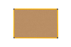 Bi-Office Ultrabrite Cork Noticeboard Yellow Aluminium Frame 1200x900mm DD