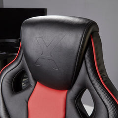 X Rocker | Maverick Height Adjustable Office Gaming Chair with Natural Lumbar support - Red/Black