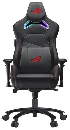 Asus ROG Chariot RGB Gaming Chair, Racing-Car Style, Steel Frame, PU Leather, Memory-Foam Lumbar, 4D Armrests, 145° Recline, Tilt & Class 4 Gas Lift