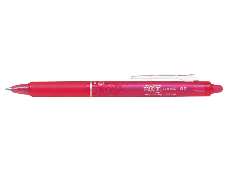 Pilot FriXion Clicker Erasable Retractable Gel Rollerball Pen 0.7mm Tip 0.35mm Line Pink (Pack 12)