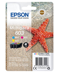 Epson 603 Starfish Cyan Magenta Yellow Standard Capacity Ink Cartridge 3 x 2.4ml Multipack - C13T03U54010