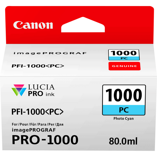 Canon PFI1000PC Photo Cyan Standard Capacity Ink Cartridge 80ml - 0550C001