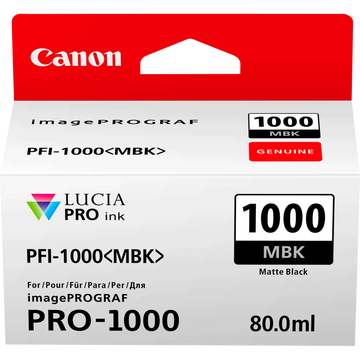 Canon PFI1000MBK Matte Black Standard Capacity Ink Cartridge 80ml - 0545C001