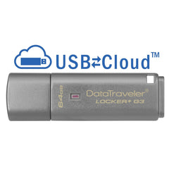 Kingston DataTraveler Locker+ G3 64GB USB 3.0 Silver 256 AES Encrypted USB Flash Drive