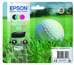 Epson 34 Golfball Black Colour Standard Capacity Ink Cartridge 6ml 3 x 4ml Multipack - C13T34664010