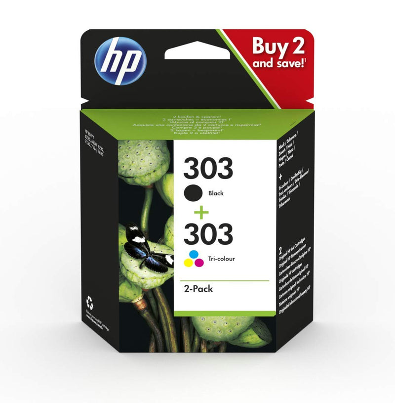 HP 303 Black Tricolour Ink Cartridge - Twinpack (3YM92AE)