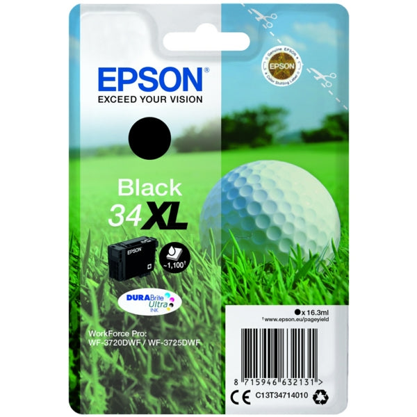 Epson 34XL Golfball Black High Yield Ink Cartridge 16ml - C13T34714010