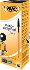 Bic Orange Ballpoint Pen 0.8mm Tip 0.30mm Line Black (Pack 20)