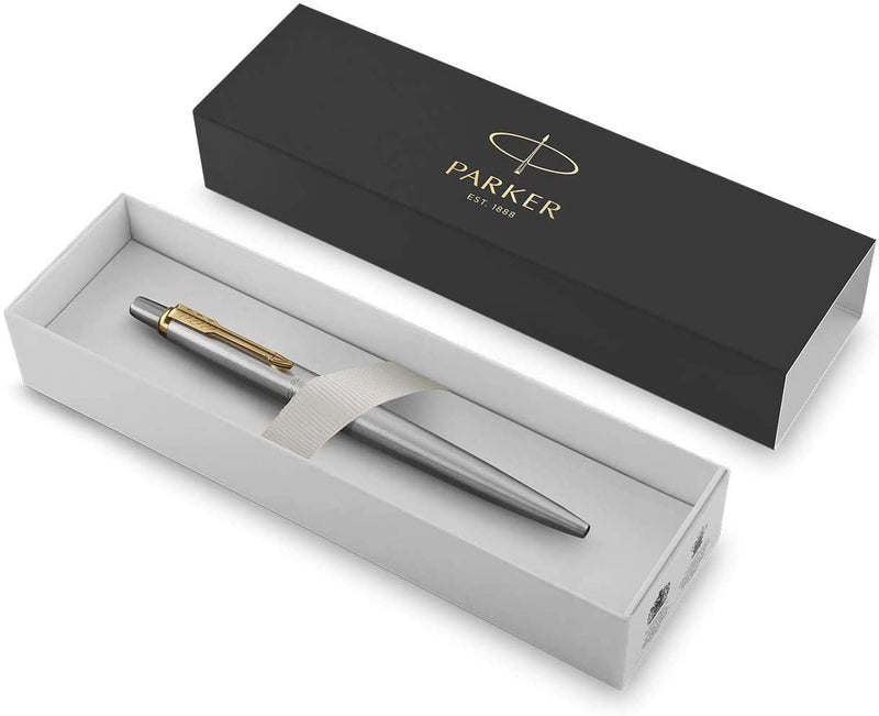 Parker Jotter Ballpoint Pen Stainless Steel/Gold Barrel Blue Ink