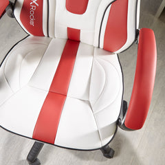 X Rocker | Maverick Height Adjustable Office Gaming Chair with Natural Lumbar support - White/Red