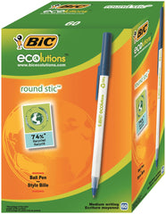 Bic Ecolutions Round Stic Ballpoint Pen Recycled 1mm Tip 0.32mm Line Blue (Pack 60)