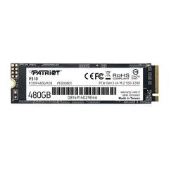 Patriot P310 (P310P480GM28) 480GB M.2 Interface, PCIe x3.0 x4 NVMe, 2280 Length, Read 1700MB/s, Write 1500MB/s, 3 Year Warranty