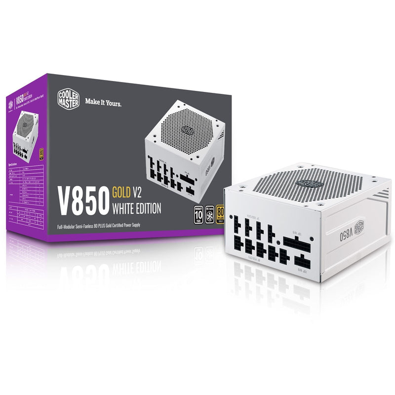 Cooler Master V850 Gold V2 White Edition 850W 135mm Silent FDB Fan 80 PLUS Gold Fully Modular PSU