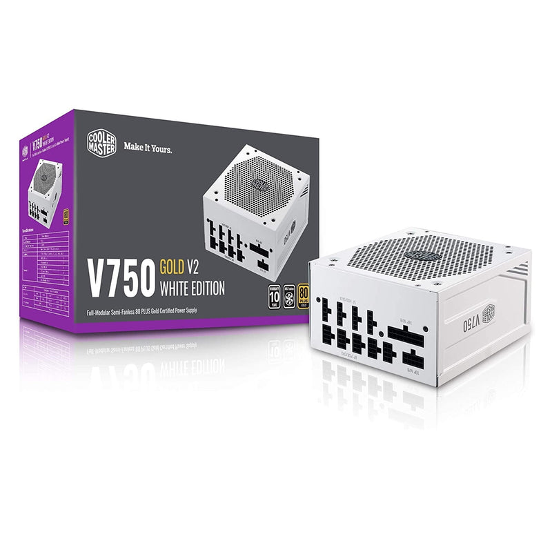 Cooler Master V750 Gold V2 White Edition 750W 135mm Silent FDB Fan 80 PLUS Gold Fully Modular PSU