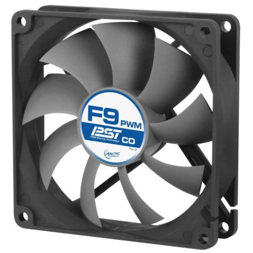 Arctic F9 9.2cm PWM PST Case Fan for Continuous Operation, Black & Grey, 9 Blades, Dual Ball Bearing