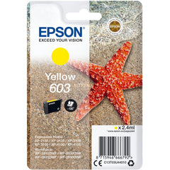 Epson 603 Starfish Yellow Standard Capacity Ink Cartridge 2.4ml - C13T03U44010