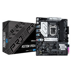 ASRock H570M PRO4 DDR4 Motherboard, Intel Socket 1200, 10th/11th Gen, 1x PCIe 4.0 x16, 1x PCIe 3.0 x4, 1x PCIe 3.0 x1, Micro ATX, USB 3.2 Gen1, Intel Gigabit LAN, HDMI, DisplayPort