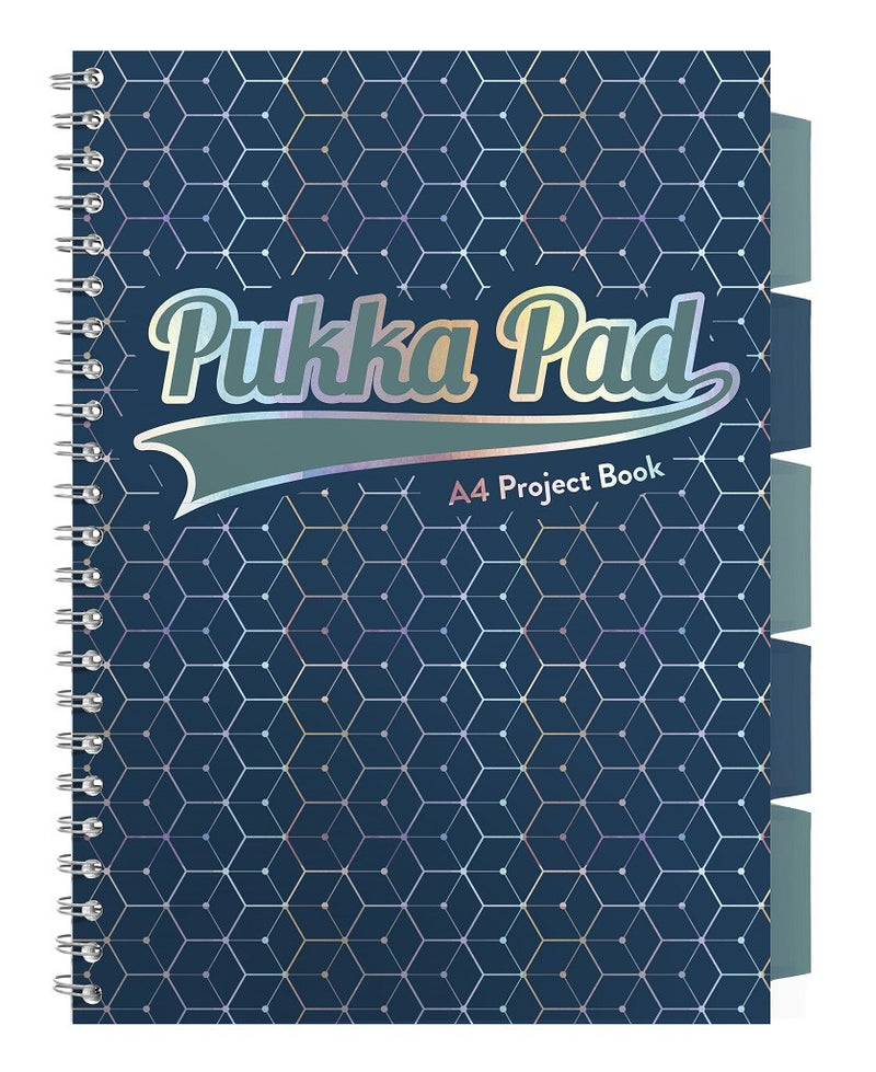 Pukka Pad Glee A4 Wirebound Polypropylene Cover Project Book Ruled 200 Pages Dark Blue (Pack 3)