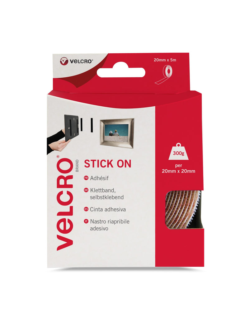 Velcro Sticky Hook and Loop Strip 20mmx5m White