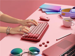 Logitech Emoji POP Keys RF Wireless Bluetooth QWERTY UK English Keyboard - Heartbreaker Rose