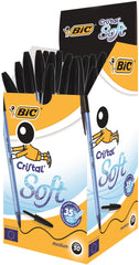 Bic Cristal Soft Ballpoint Pen 1.2mm Tip 0.35mm Line Black (Pack 50)