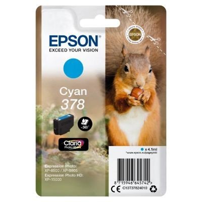 Epson 378 Squirrel Cyan Standard Capacity Ink Cartridge 4ml - C13T37824010