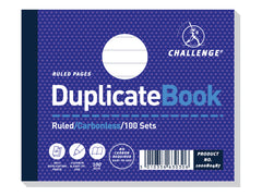 Challenge 105x130mm Duplicate Book Carbonless Ruled Taped Cloth Binding 100 Sets (Pack 5)