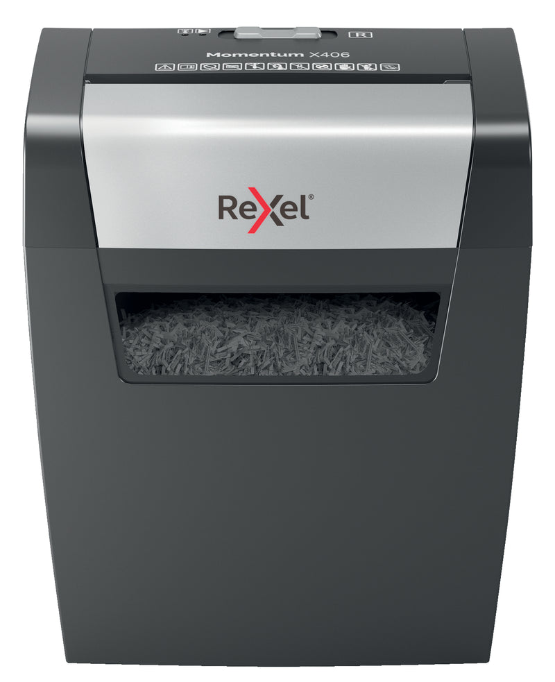 Rexel Momentum X406 Cross Cut Shredder 15 Litre 6 Sheet Black 2104569