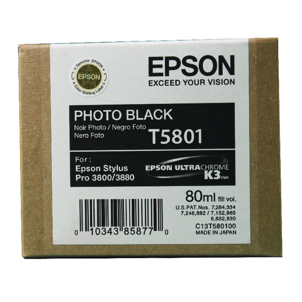 Epson T5801 Black Ink Cartridge 80ml - C13T580100