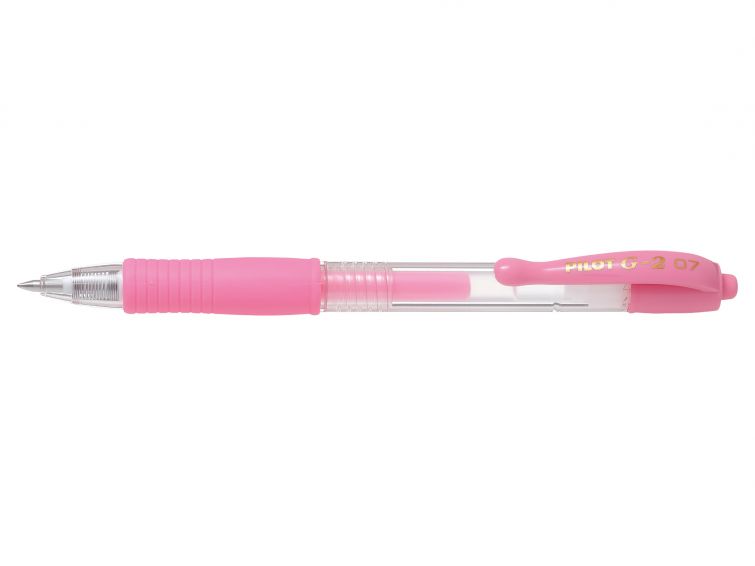 Pilot G-207 Retractable Gel Rollerball Pen 0.7mm Tip 0.39mm Line Pastel Pink (Pack 12)