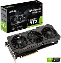 Asus TUF GAMING RTX3070 V2 OC, PCIe4, 8GB DDR6, 2 HDMI, 3 DP, RGB Lighting, 1845 MHz, Overclocked, LHR