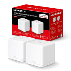 Mercusys Halo H30G (2-pack) AC1300 Whole Home Mesh Wi-Fi System, 867 Mbps on 5 GHz, 400 Mbps on 2.4 GHz, 2x Internal Antennas, 2x Gigabit Ports per Unit, Halo App, One Unified Network, Seamless Roaming