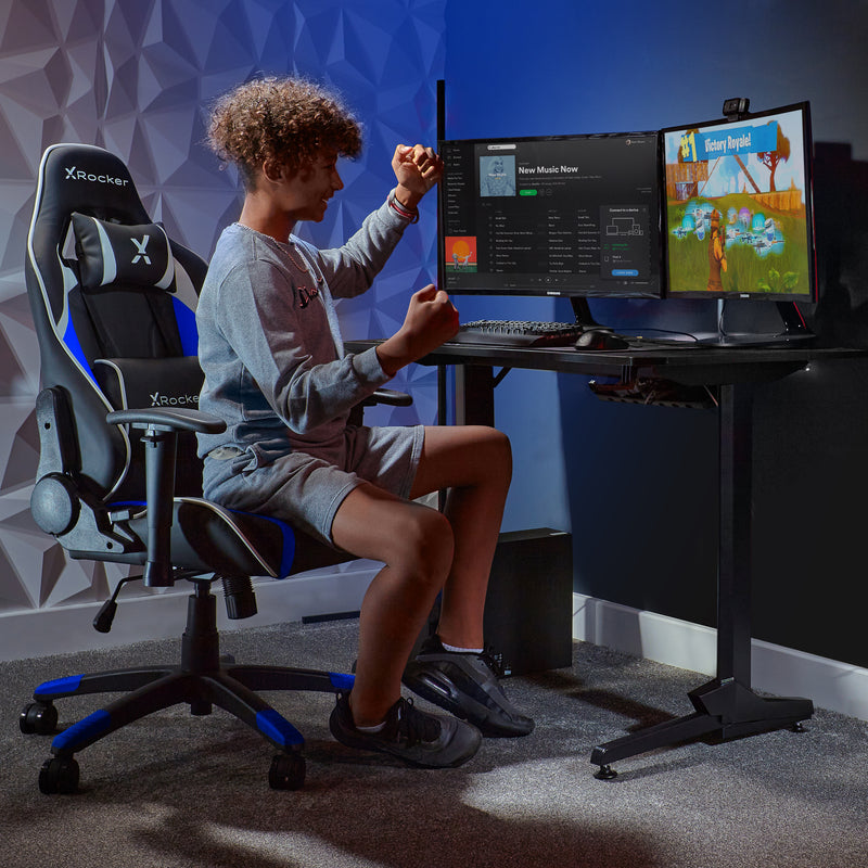 X Rocker | Agility Jr Esport Gaming Chair with Comfort Adjustability for Junior Gamers - Black/Blue