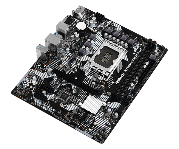 Asrock B760M-HDV/M.2 D4, Intel B760, 1700, Micro ATX, 2 DDR4, VGA, HDMI, DP, GB LAN, PCIe4, 2x M.2